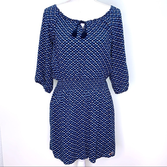 Hollister Dresses & Skirts - Hollister Blue White Peasant Floral Mini Dress